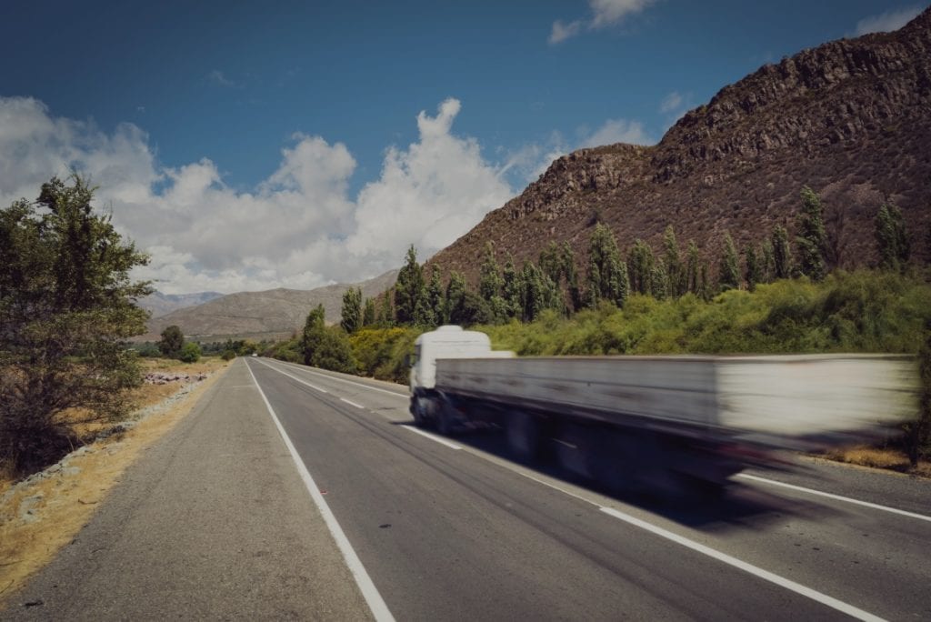 Semitruck driving on highway with Vestige dash camera solution